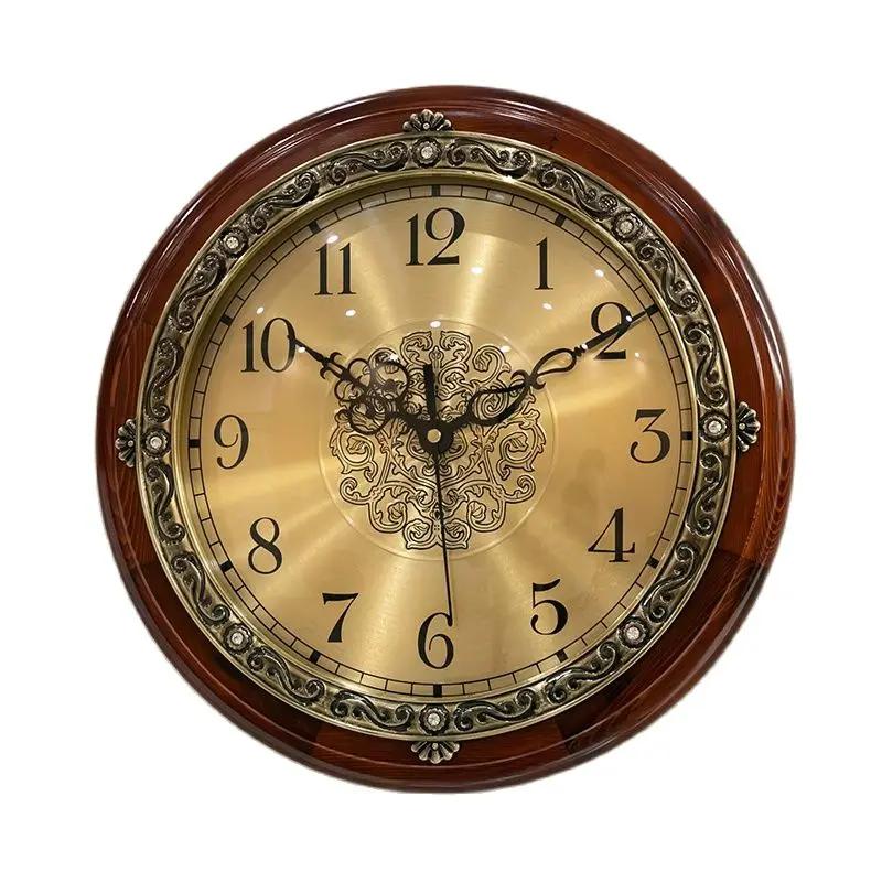 Large Solid Wood Retro Wall Clock Living Room American European Silent Bedroom Creative Watch Home Relogio De Parede Gift FZ635