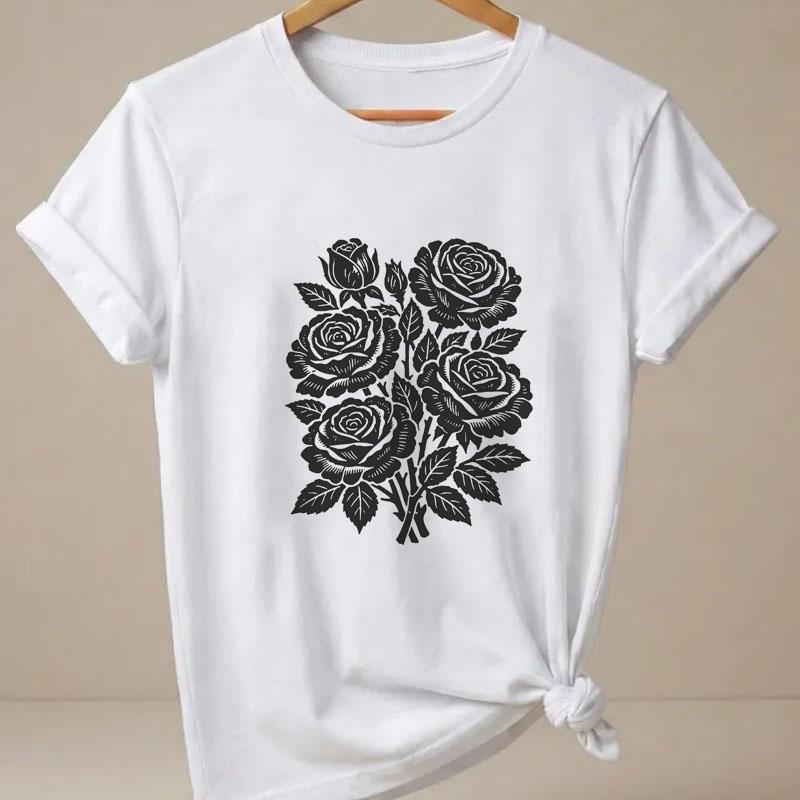 Retro Peonies Print T Shirt Cottagecore Floral Graphic Tee Unisex Short Sleeve Botanical Flowers TShirt Unisex Clothes