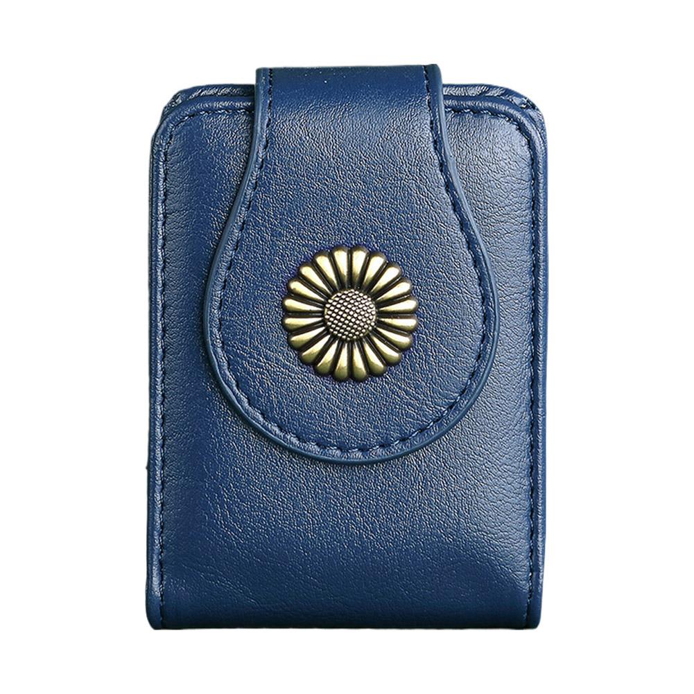 Fashion Leather Lipstick Case with Mirror - Multi-Color Sunflower Buckle Cosmetic Pouch Portable Makeup Storage Bag for Women