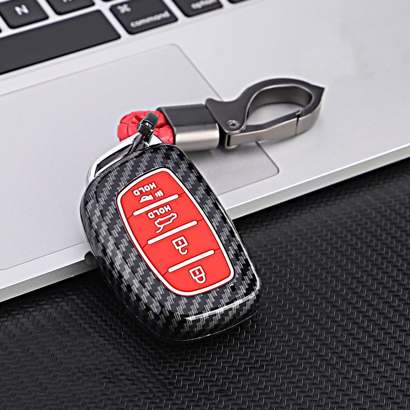 4 Buttons Carbon Fiber Abs Key Tpu Car Key Case Cover For Hyundai Sonata Key Shell Fob Auto Car Accessories