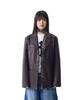 Aakam 3-Button Leather Blazer (Brown)