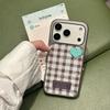 Trendy Plaid Red-White Checker with Turquoise Heart Chic Phone Case for iPhone 17 16 15 14 11 12 13 Pro Max Plus Back Cover