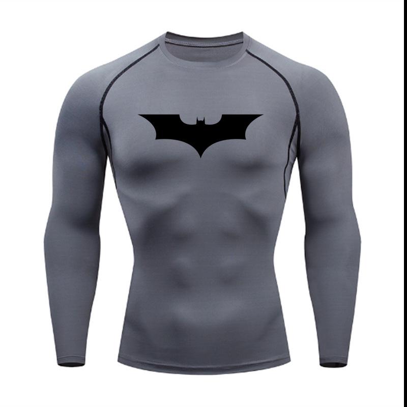 Men's Batman Compression Short Sleeve Sports T-Shirt for Running, Basketball, or Football - Quick Dry, Tight Fit, Round Neck.