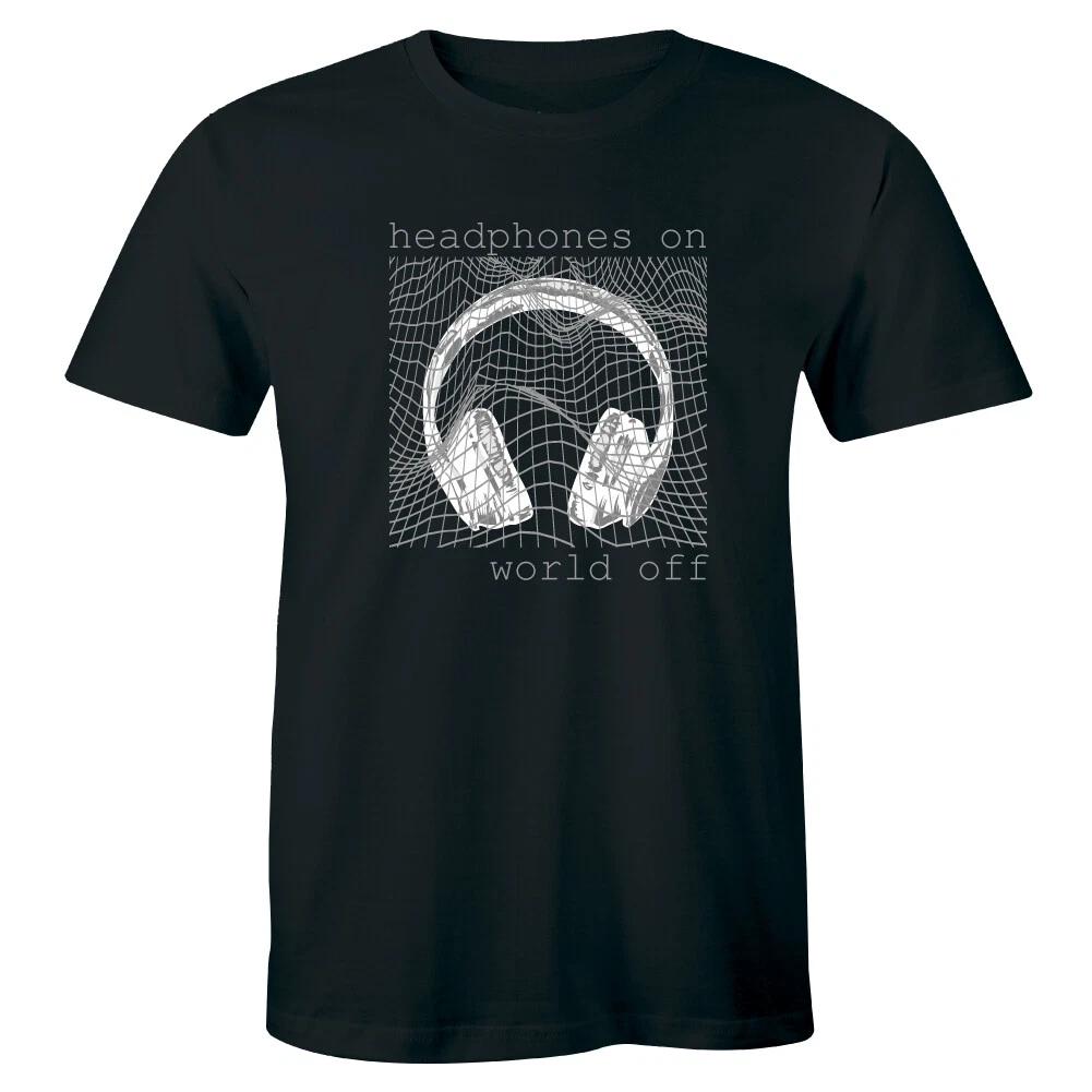 Headphones On World Off Music Lover Men s T-Shirt Dance Tee Shirt 2XL