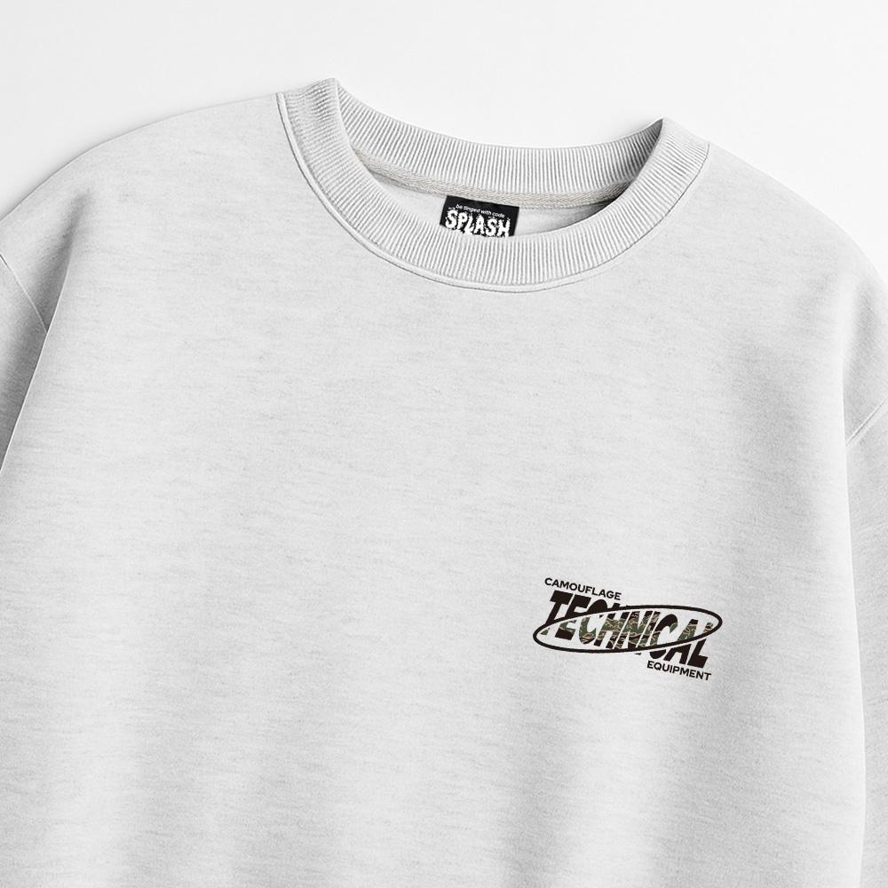 Seupeullaesikodeu Heavy Crewneck Sweatshirt Melange White - Tiger Stripe