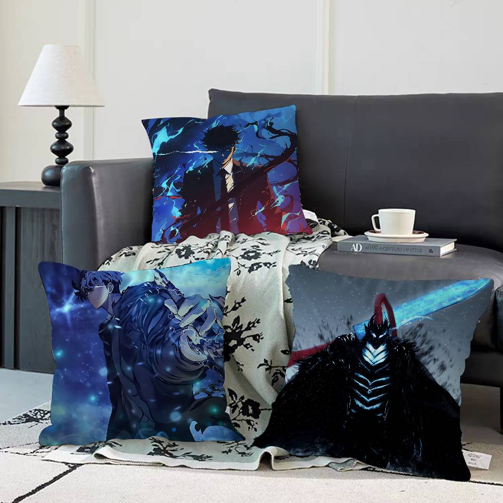 Tecknad Solo L-Leveling Kuddfodral Avtagbart Tvättbart Kuddfodral – Mjukt Linne för Alla Årstider