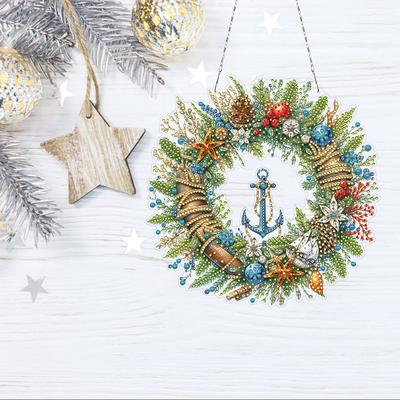 Thème Noël Kits d'Art Diamant 2D/Plat à Suspendre DIY Peinture Diamant Ensemble Pendentif Art Diamant Forme Spéciale Décoration Murale Porte