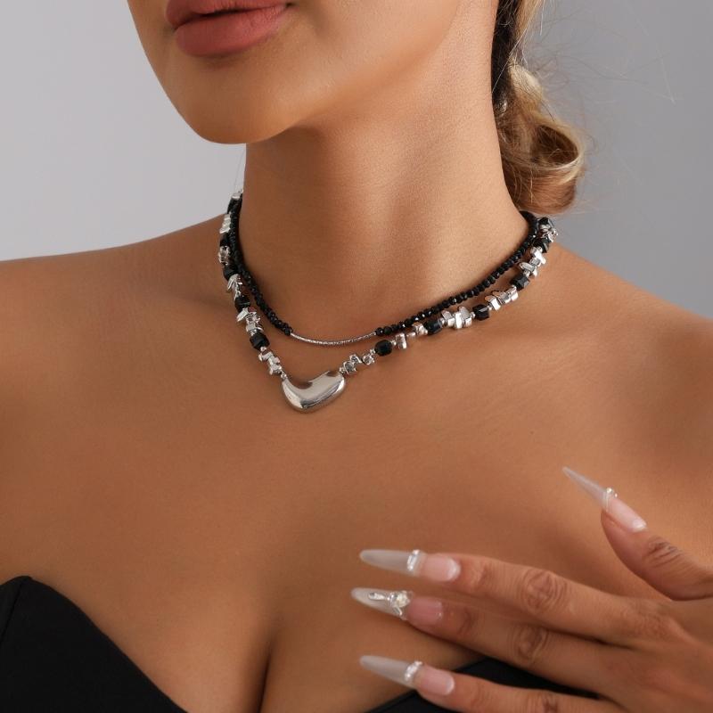 Unique Heart Shaped Bead Necklace Adjustable Length For Women Trendy Accessory Lightweight Comfort Gift