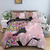 Beautiful Girl Bedding Set Cartoon Pattern Printed Duvet Cover Set Twin Double King Queen Comforter Cover for Teen Girls Bedroom