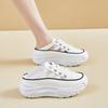 Fashion Woman Pu Leather Casual Half Slippers Platform Shoes Summer Trend Women Lace-up Designer Sandals Ladies Slides Sneakers De Mujer