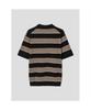 8seconds Fine Touch Cotton Collar Neck Striped Short Sleeve Knit Black