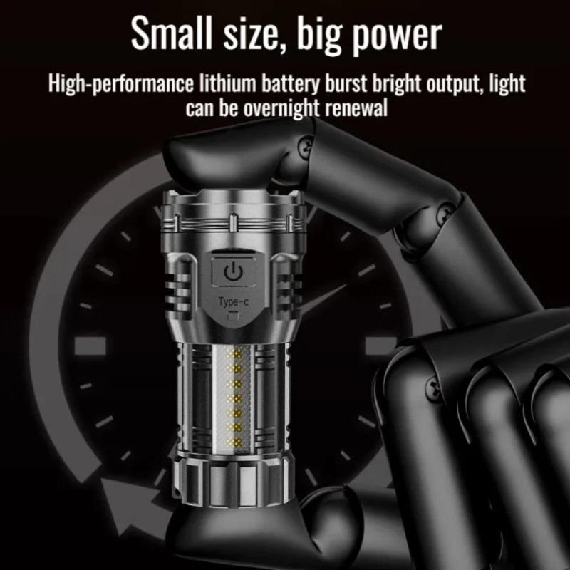 9 LED Portable Flashlights Type-C Rechargeable Torch With Pen Clip COB Flashlight Outdoor Fishing Tail Magnetic Work Light