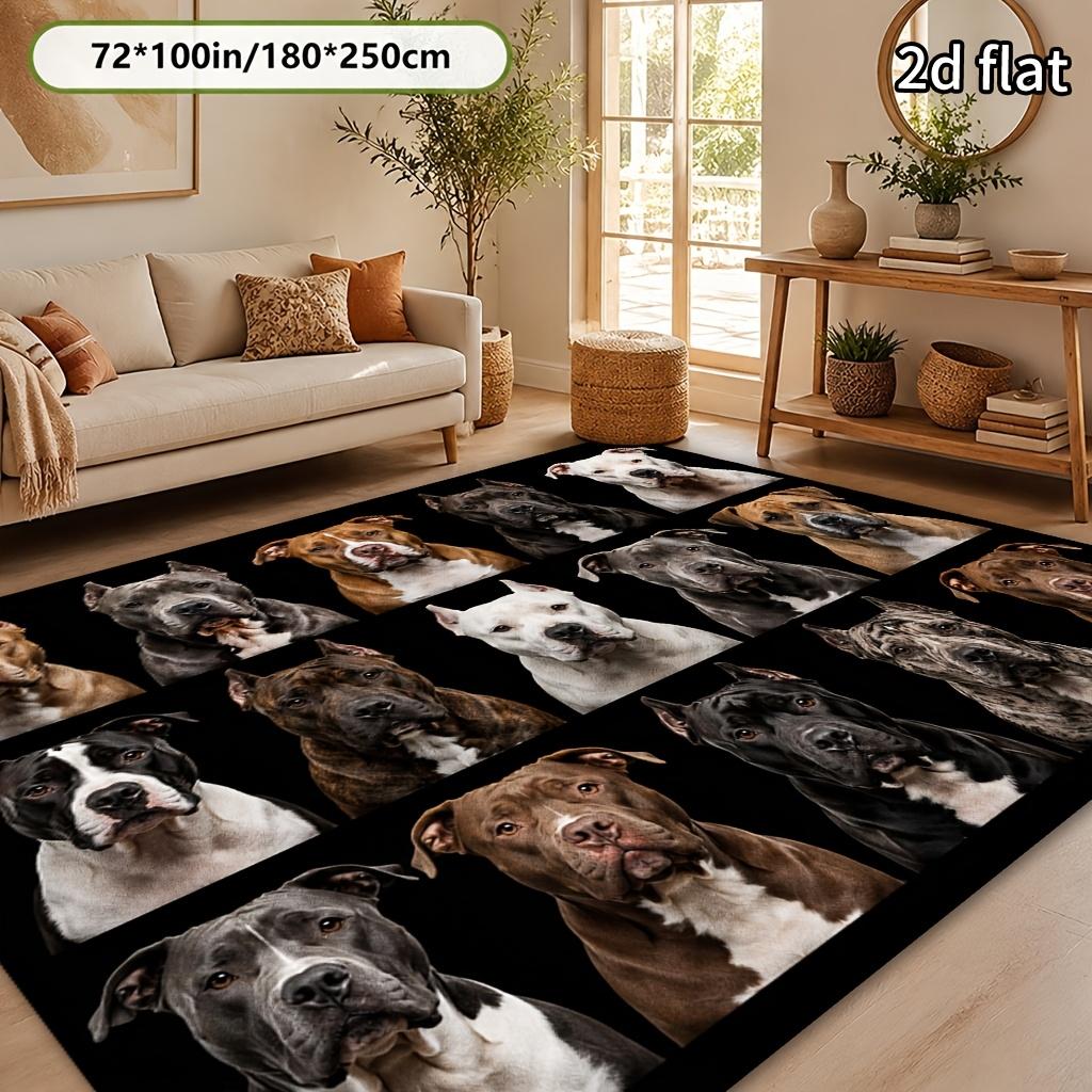 Pitbull Dog Collage Print Decor Area Rug, Pet‑Themed Floor Mat for Living Room, Bedroom, Indoor Home Decoration