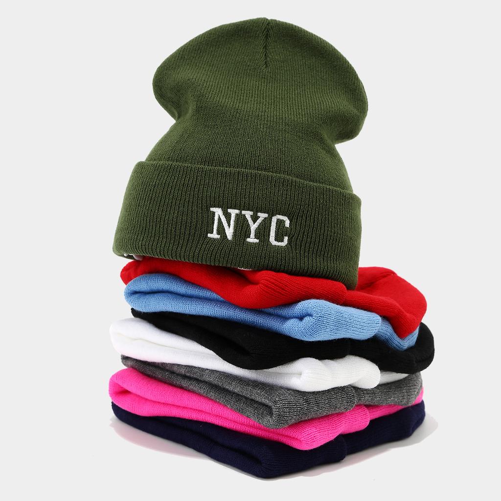 Simple and Fashionable Trendy Brand NYC Letter Embroidered Beanie Men's and Women's Outdoor Cycling Camping Warm Cold Hat