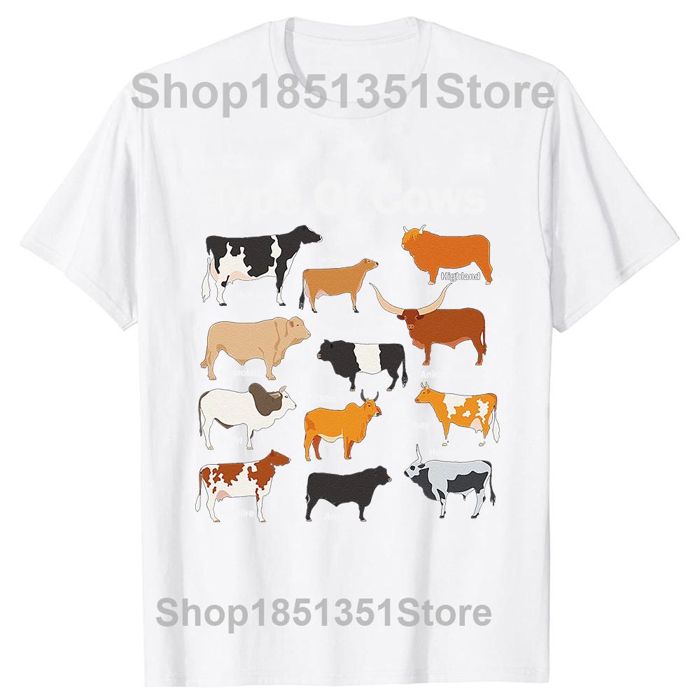 Types Of Cows Farmer Costume Cow Farming Farm Retro T Shirts Summer Graphic Cotton Streetwear Gifts Tshirt Mens Clothing