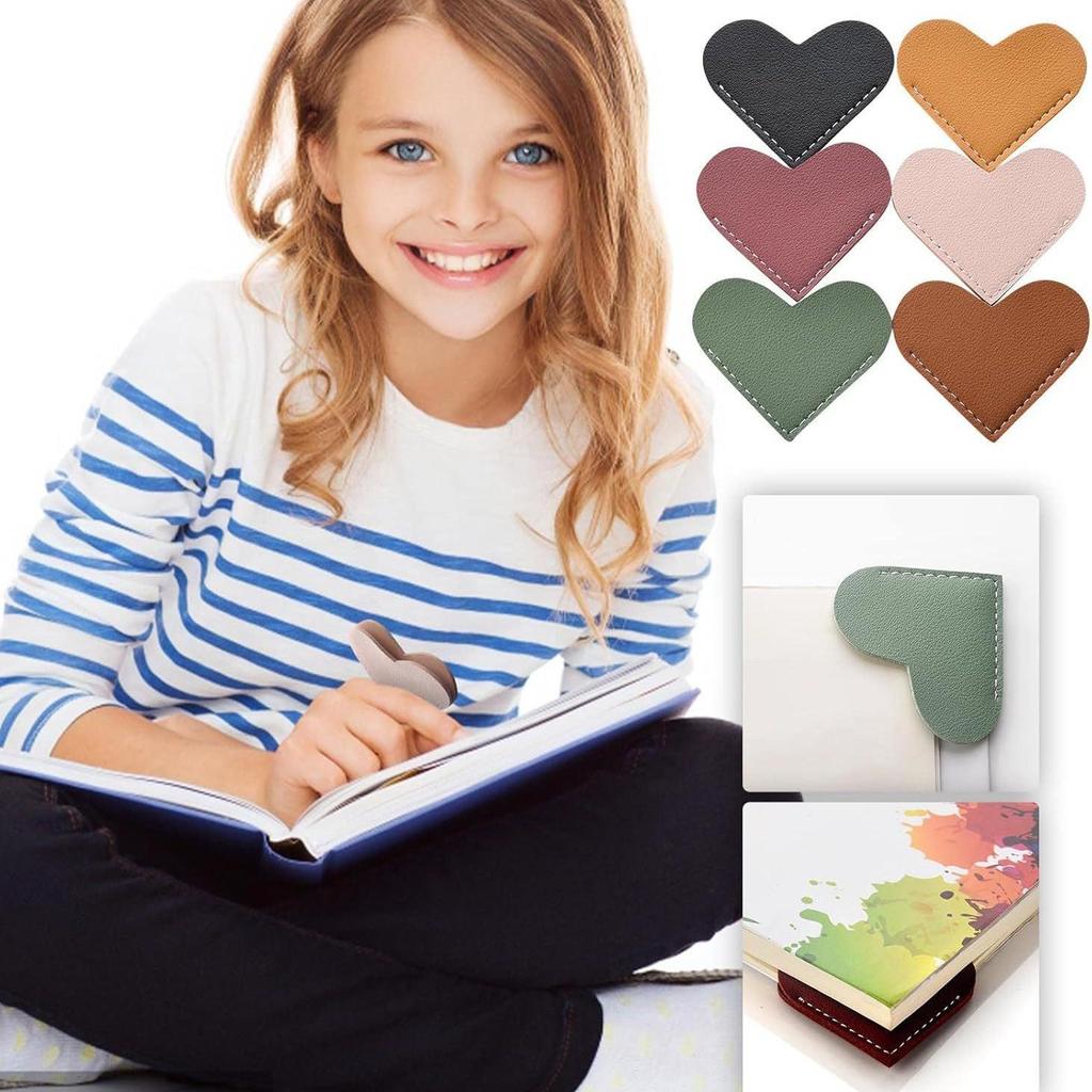 Heart-Shaped Leather Bookmark: Mini Portable Page Clip & Book Corner Protector
