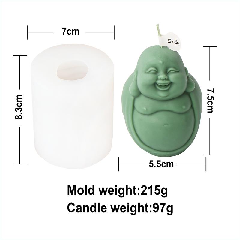 3D Maitreya Buddha Statu Silicone Candle Mold DIY Buddhist Monk Shape Handmade Laughing Buddha Plaster Candle Making Mould Craft