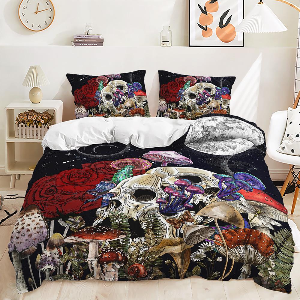 Three-Piece Mushroom 3D Quilt Set Two-Piece Bedding Digital Printing Kit