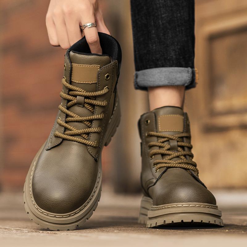 Martin boots men's autumn British style retro brown leather boots outdoor mountaineering non-slip wear-resistant leather boots