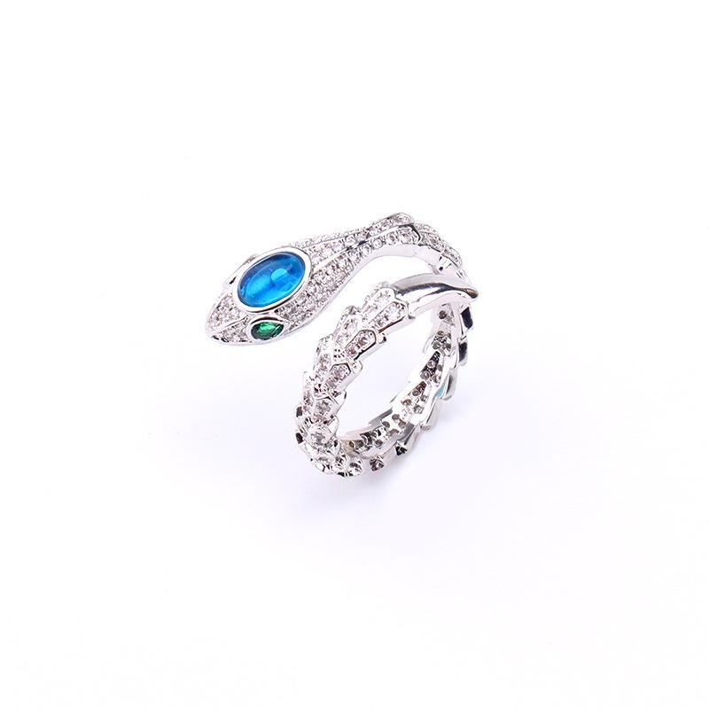 

Покрытый медью потрясающий набор браслета и кольца в виде змеи с яркими акцентами из драгоценных камней, в европейском и американском стиле StyleH