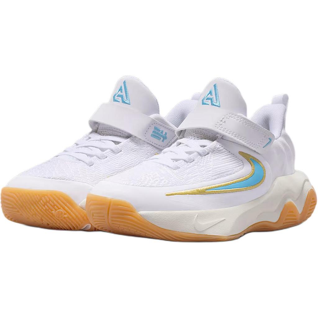 Nike Giannis Immortality 4 PS White Aquarius Blue Kids Sneakers Team-Gold IH7665-100