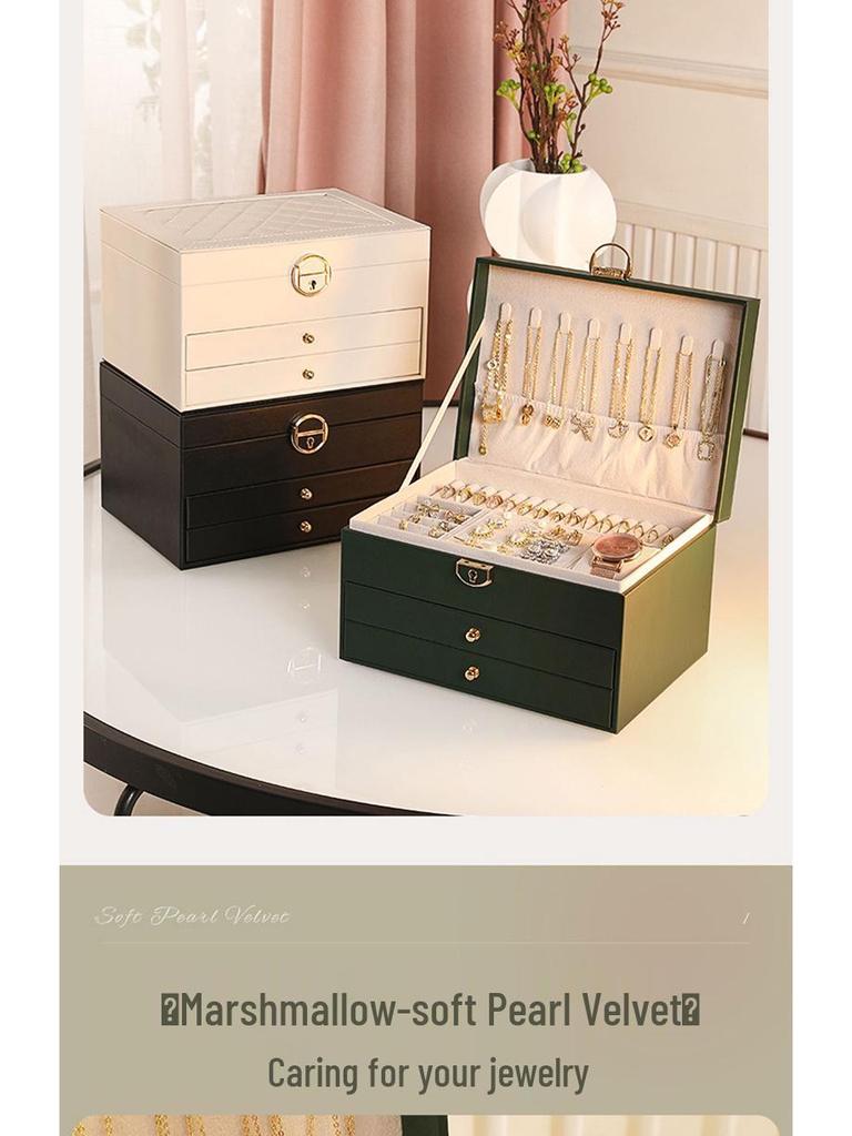 Exquisite Large-Capacity Jewelry Storage Box for Necklaces, Earrings, Bracelets, and Rings.
