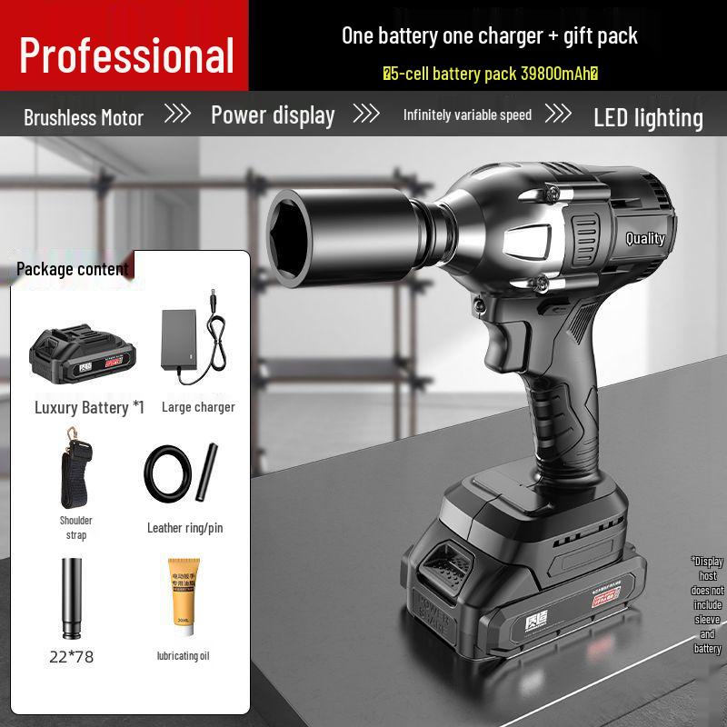 High Torque Rechargeable Brushless Impact Wrench with Lithium Battery for Car Repair