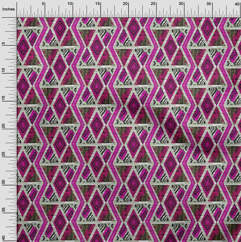 oneOone Cotton Poplin Fuschia Pink Fabric Geometric Mix Texture Fabric For Sewing Printed Craft Fabric By The Yard 42 Inch
