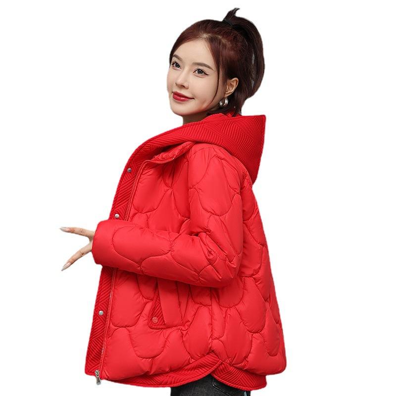 Winter new warm thickened hooded jacket short fake two-piece down cotton clothes women's niche cotton clothes