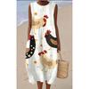 Summer new sleeveless pocket casual printing temperament long dress dress slim dress