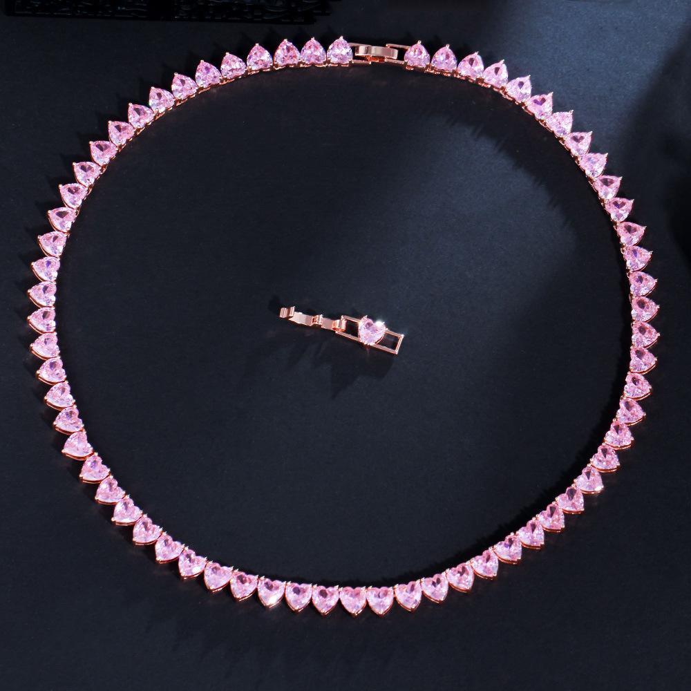 

Намисто з рожевого циркону «Діамантова принцеса» в модному стилі, темпераментний ланцюжок на ключицю, ювелірна прикраса