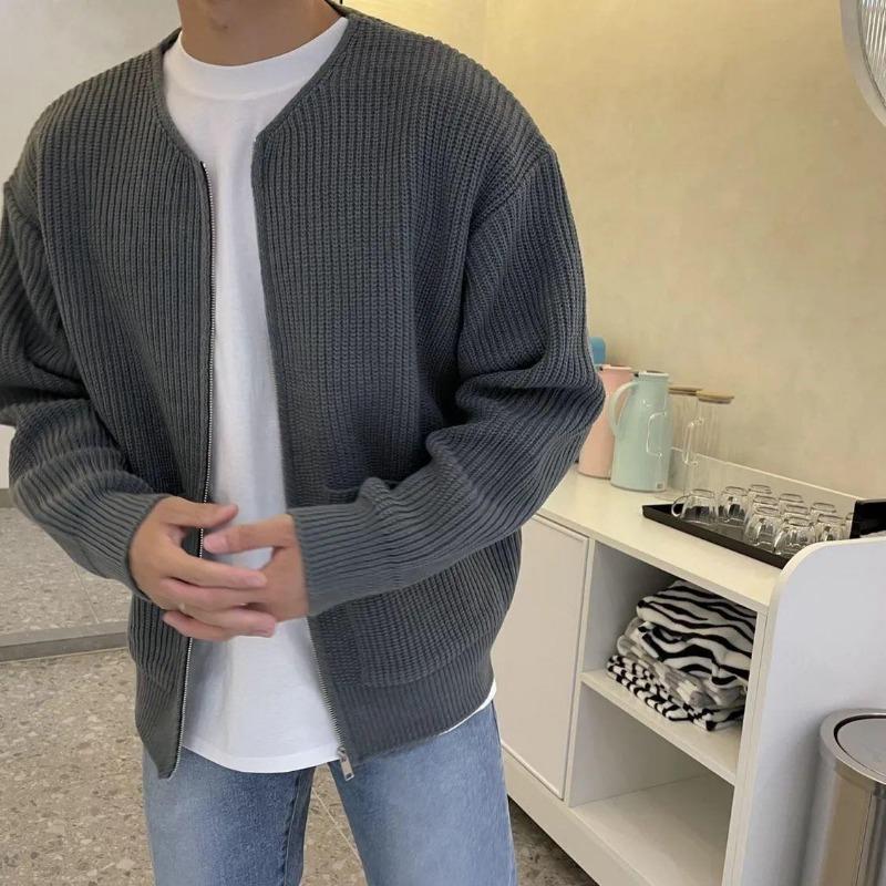 Men’s Loose Fit Solid Knit Cardigan Sweater