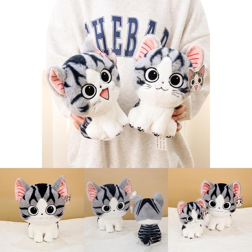 Authentic Cheese Cat Cartoon Super Cute Cat Plush Doll Healing Series Kitten Stuffed Doll Gift For Girls Birthday Gift Girlfriend 24cm