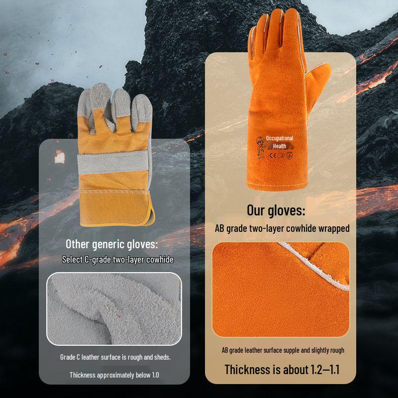 Heat-Resistant Cowhide Welding Gloves - Durable, Anti-Scald, and Soft for Labor Protection