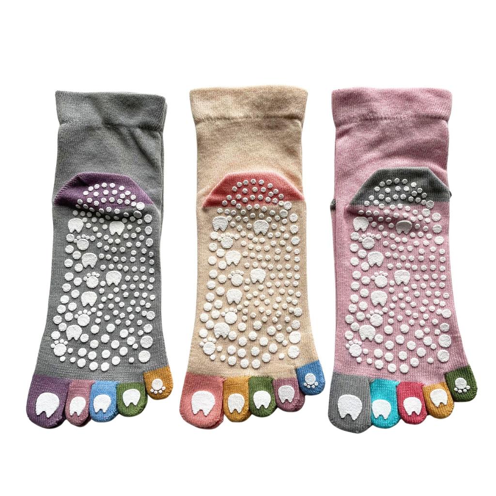 Mode Select Sports 3 Yoga Loose Elastic Cotton Outer Set Women's Five-Toe Socks, Socks, Pairs, Non-Slip, Socks, Fit, Cuffs, 100% Thread, 3-Pair