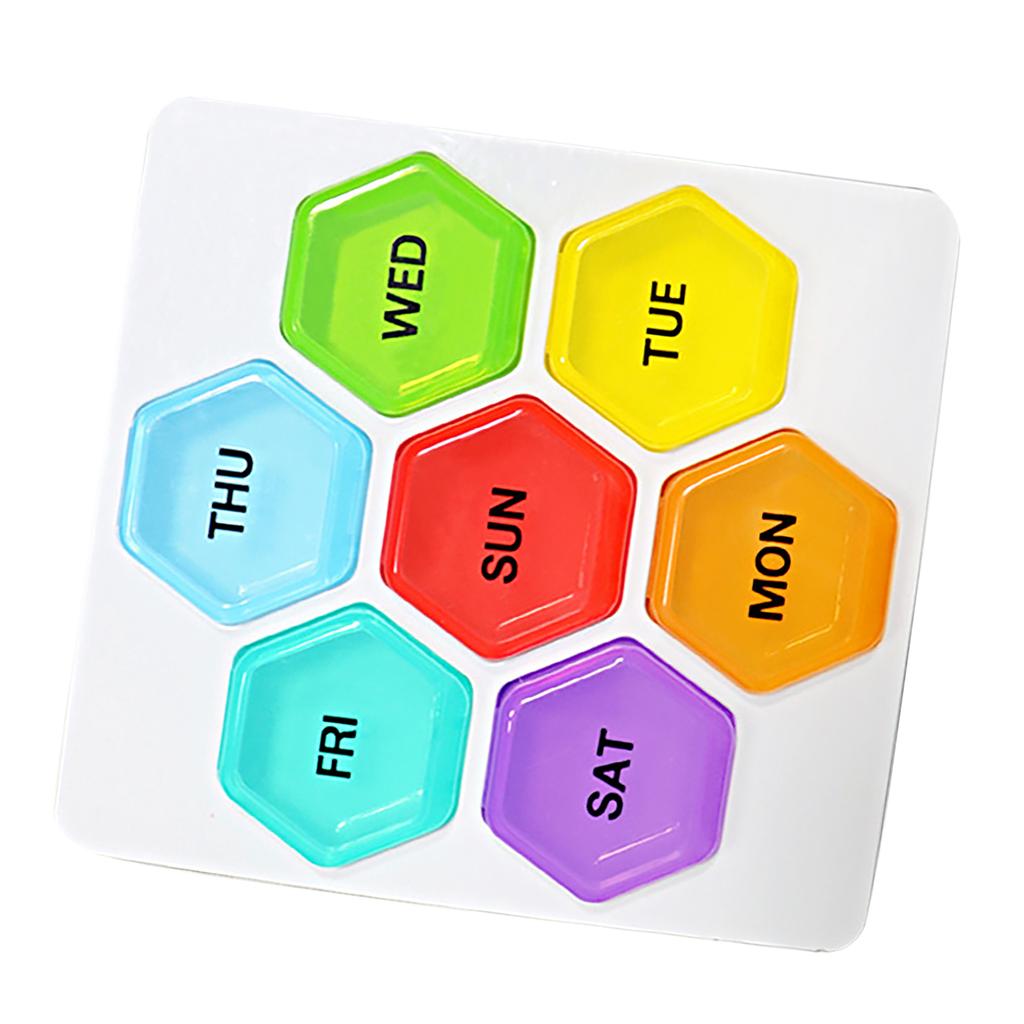Weekly Medicine Organizer Plastic Portable Daily Capsules Container with 7 Individual Cases for Fish Oil Vitamins