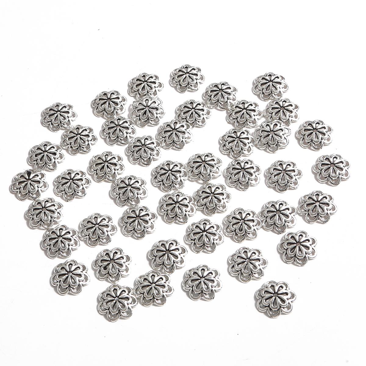 

50 шт. выбор размера цветочная розетка аксессуары из сплава для изготовления ювелирных изделий DIY очаровательное украшение 14mm 50pcs серебряный