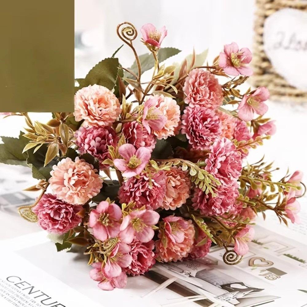 European Style Artificial Lilac Flowers Carnations Rose Wedding Flower Decor Small Bundle Soft Home Decoration Flowers