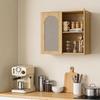 Bohemian Bathroom Wall Cabinet, 2 Soft-Close Rattan-Effect Doors, Adjustable Shelf, Oak