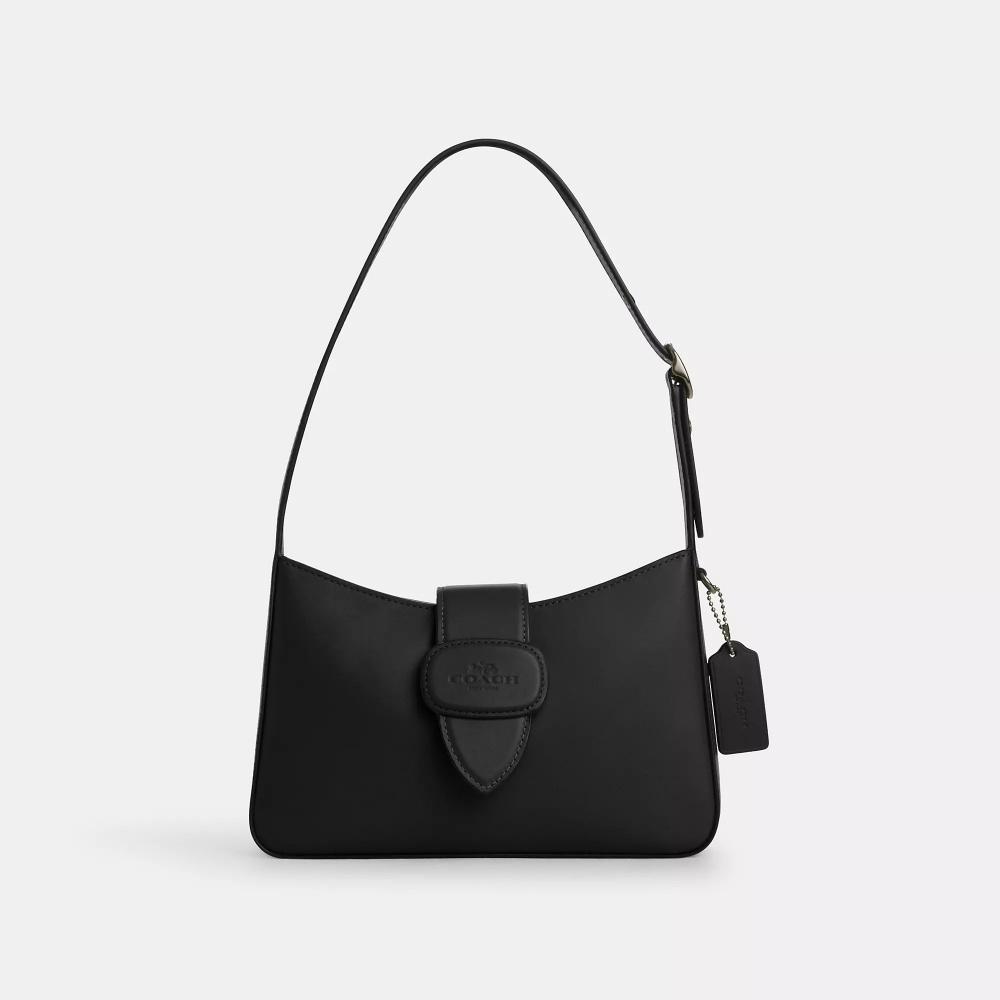 

Coach Eliza Shoulder Bag With Zipper Closure Gunmetal Black One Size