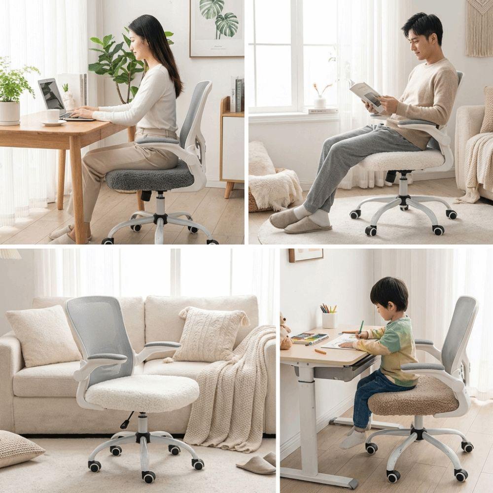 Washable Computer Chair Seat Cozy Plush Chair Seat Protector Armchair Seat Cover  Winter Use