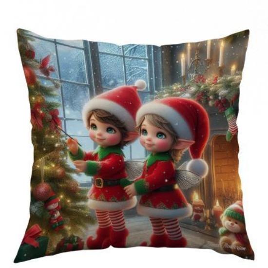 Federa per cuscino di Natale Decorazione festiva Stile pittura a olio Realistico Copricuscino per divano Cuscino per camera da letto