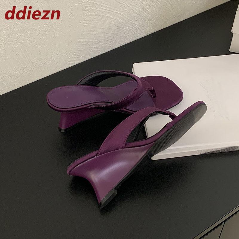 Fashion 2025 New Fashion Silk Women Wedges Sandals Shoes Female Heeled Footwear Shallow Ladies Wedges Sandals Slippers Shoes Flip flops