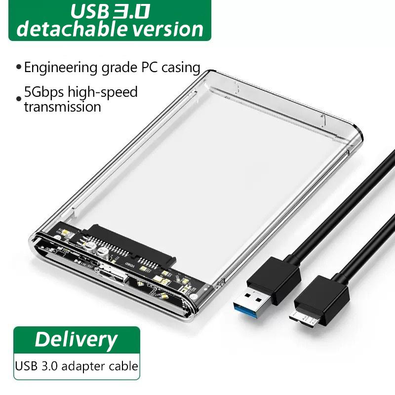 Transparent External Hard Drive Box 2.5or3 Inch HDD SSD Case Micro-b To USB3.1 4TB Drive Housing Compatible UASP SATA III Laptop