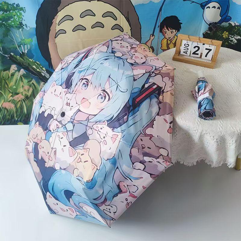 Hatsune Miku, automatický deštník, třísložkový deštník, UV ochrana.
