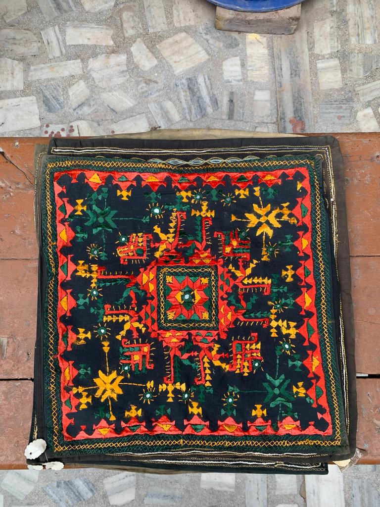 Hand Embroidered Cotton Pillow Cover: Bohemian Decorative Cushion 40