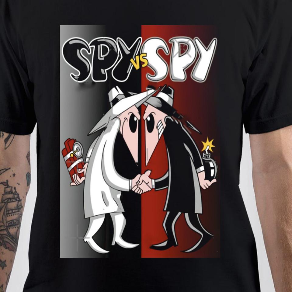 Spy vs Spy Cartoon T-shirt Tops Tee Black Unisex Cotton All Sizes