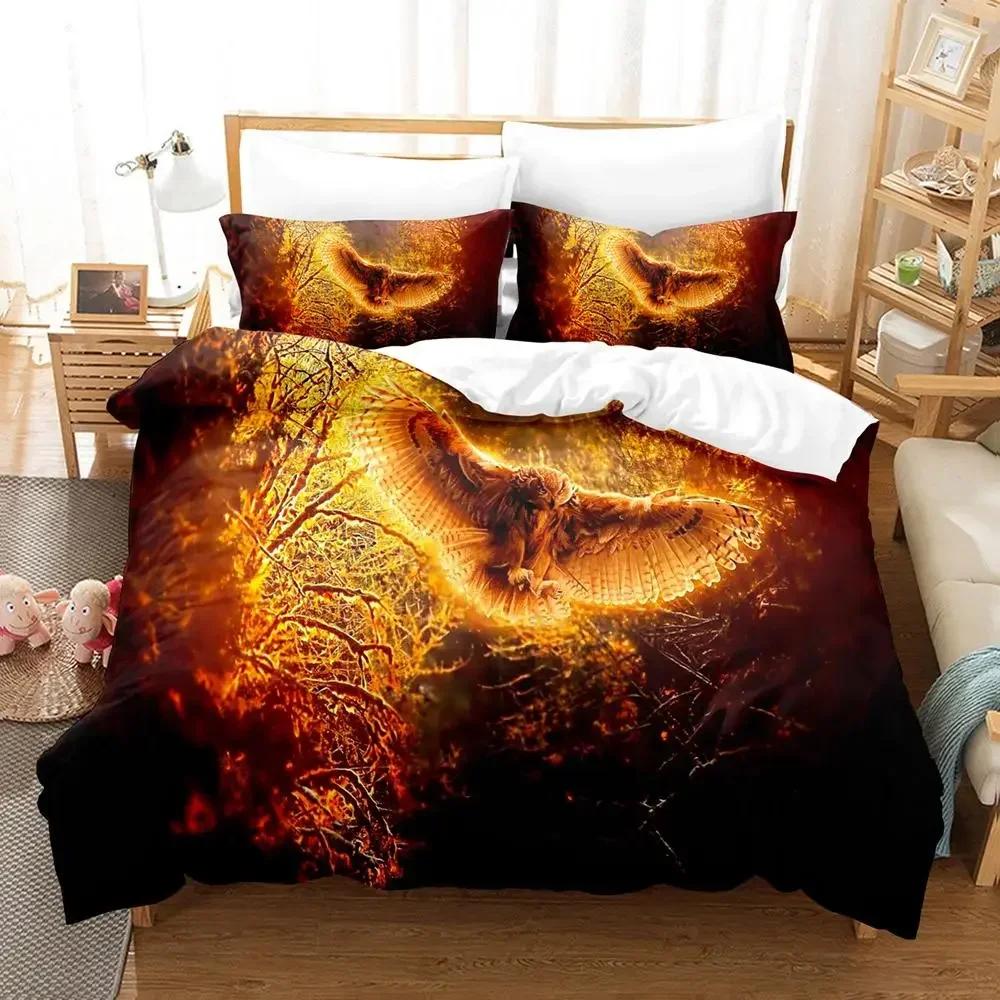 Owl Duvet Cover Set Microfiber Cute White Owl Comforter Cover Bird Animal Quilt Cover For Boys Teens Adults Double Queen Size