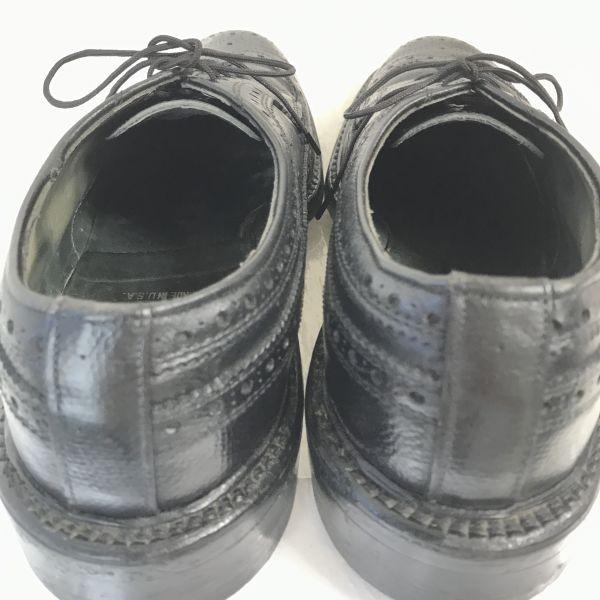 USED/60s-70s USA Bootmaster Thom McAn Pebbled Leather Long Wingtip Shoes 26.5-27cm Black
