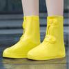 White Shoe Rain Cover Waterproof Overshoes Men Women High Top Reusable Boot Shoe Cover Button Up Water Shoes Protector Galoshes